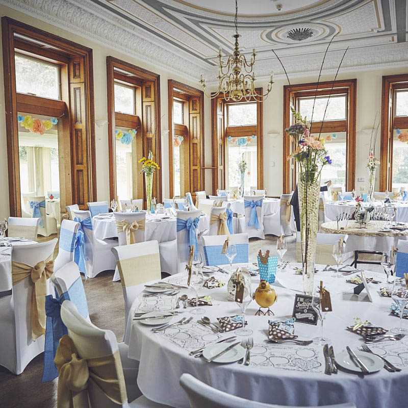 Tables set at Reed Hall